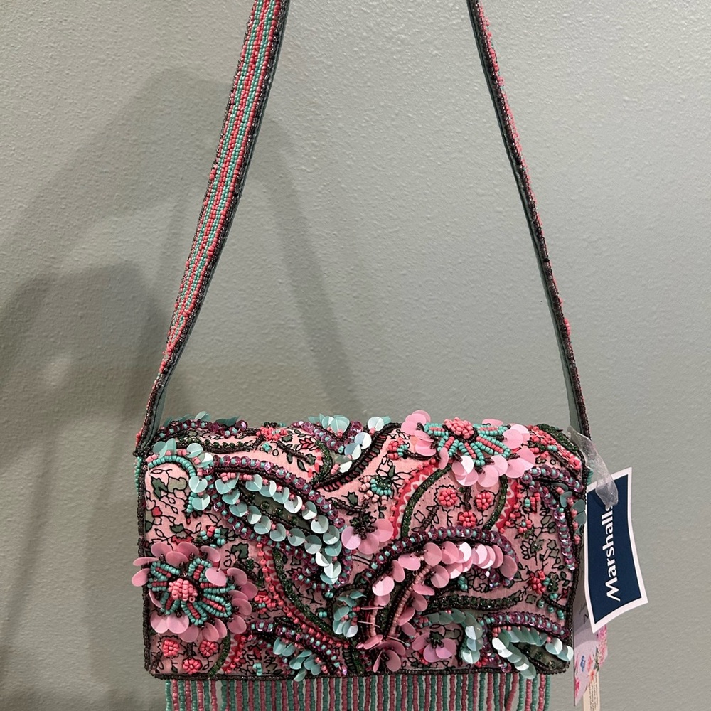 Marshall Beaded Floral Women's Bag - Pink and Green